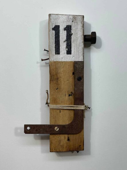 Remnants II: Eleven, Assemblage No. 3 | Apx. 15” x 7” x 2.5” | barn wood, bracket, screws, hex bolt, nails, rope, and paint | 2017
