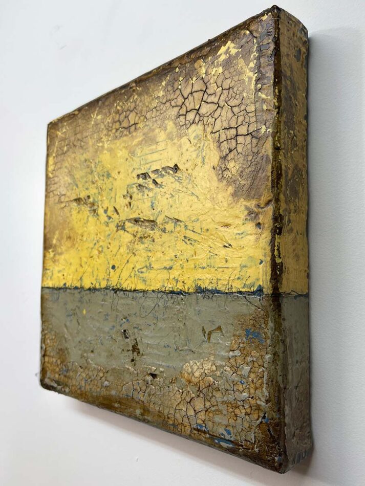 Detail of Distressed Surfaces No. 2 | Paint, plaster, and other mediums on plywood-backed canvas | 10" x 10" x 1.5" | 2024