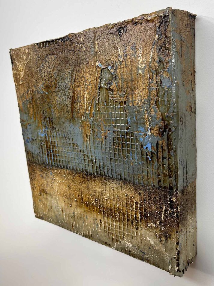 Distressed Surfaces No. 3 | mixed mediums on cradled panel | 10.5” x 10.5” x 2”