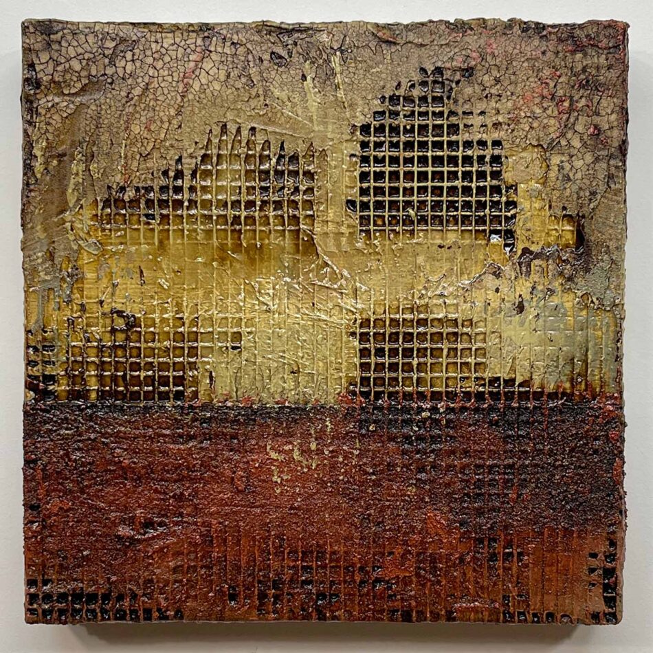 Distressed Surfaces No. 4 | mixed mediums on cradled panel | 10.5” x 10.5” x 2”