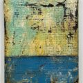 Distressed Surfaces No. 8 | plaster wrap, wire mesh, joint compound, acrylic mediums, latex paint, pencil, roofing tar, and polyurethane on cradled panel | 14” x 11” x 1.75” | 2024